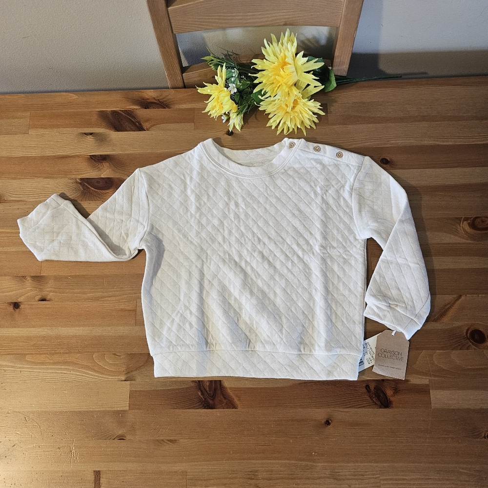 Grayson Collective - Toddler Quilted Sweatshirt - Off- White 4T UNISEX - Picture 11 of 12